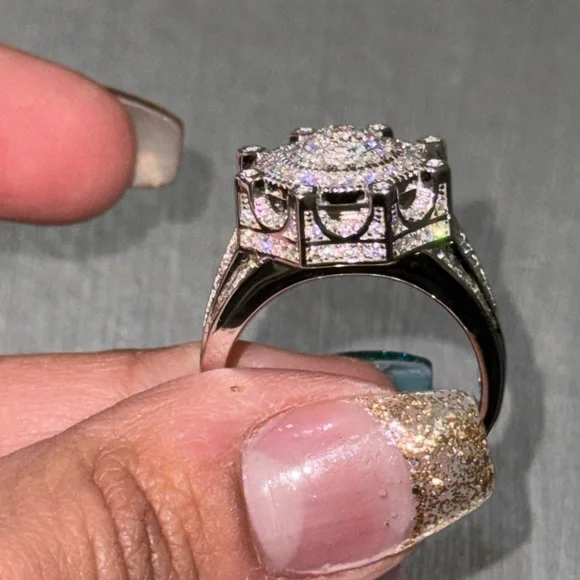 14k gold vermeil Real Moissanite diamond ring for men, 100% passes diamond tests - Picture 2 of 6